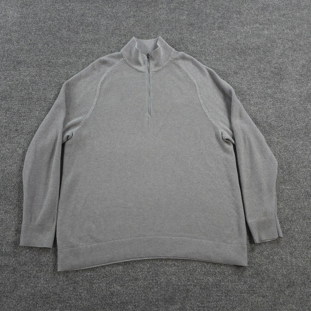 Lululemon Sweater Mens XL Gray Waffle Textured Knit 1/4 Zip Pullover Casual Prep